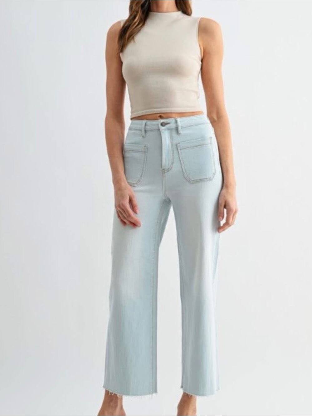 Mica Denim Wide Crop High Rise 31 NWT